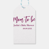 Mama-wird-Baby-Party-Name-Datum-rosa-einfach-minim Geschenkanhänger (Rückseite)
