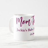 Mama-wird-Baby-Party-Name-Datum-rosa-einfach-minim Kaffeetasse (Vorderseite Links)