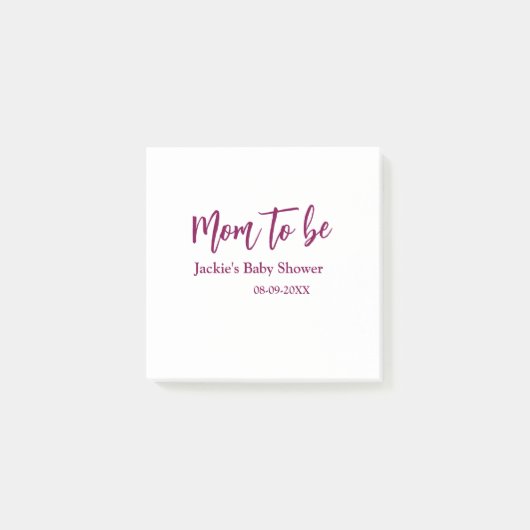 Mama-wird-Baby-Party Name Datum rosa einfach minim Post-it Klebezettel (Vorderseite)