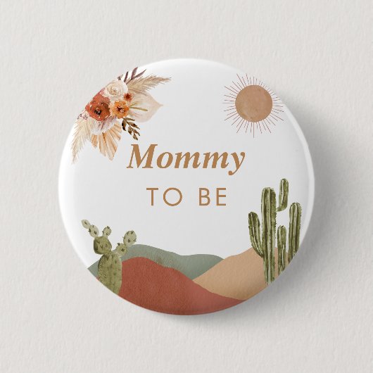 Mama wird Baby- Shower Südwestliche Wüste Button (Vorderseite)