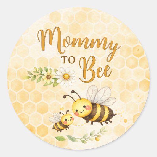 Mama wird Biene Baby-Party Runder Aufkleber (Vorderseite)