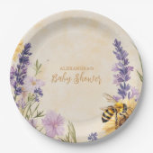 Mama wird Biene Florale Babyparty Pappteller (Vorderseite)