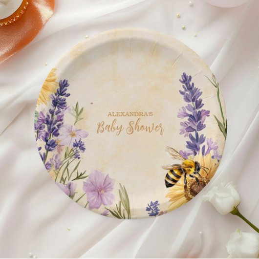 Mama wird Biene Florale Babyparty Pappteller