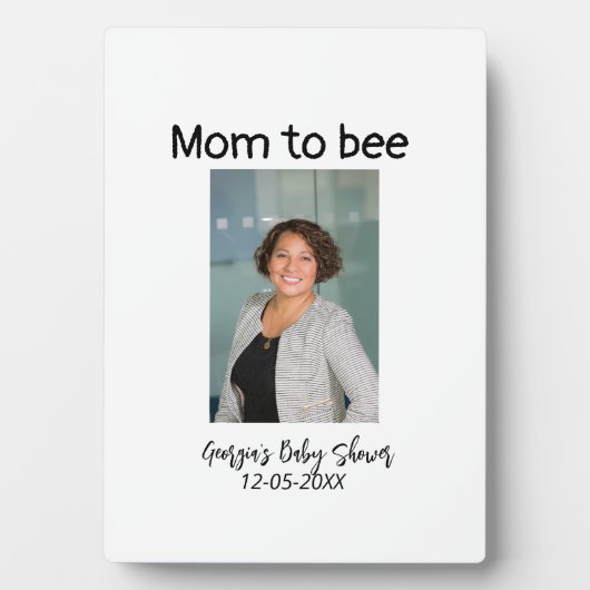 Mama wird Biene Foto Name Baby Shower Datum Fotoplatte (Vorderseite)