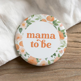 Mama wird Blumenkürbis Kinderdusche Button
