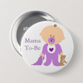 Mama-wird-Button in Lila für Baby Button (Vorne & Hinten)