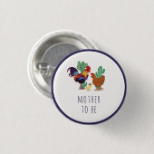 Mama-wird-Esel-Kaktus-Hahn-Huhn-Baby-Party Button (Vorne & Hinten)