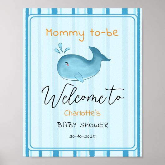 Mama-wird-süß-Walfisch-Baby-Party-Willkommen Poster (Vorne)