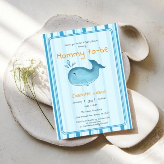 Mama wird süße Wal-Baby-Party Einladung
