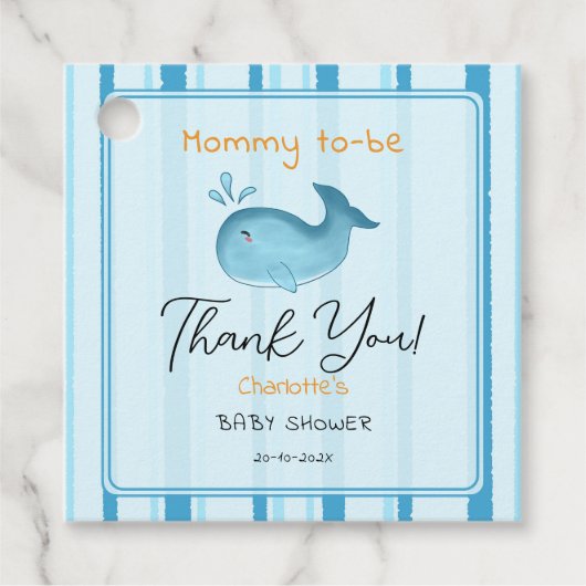 Mama wird süße Wal Baby-Party Geschenkanhänger (Vorderseite)