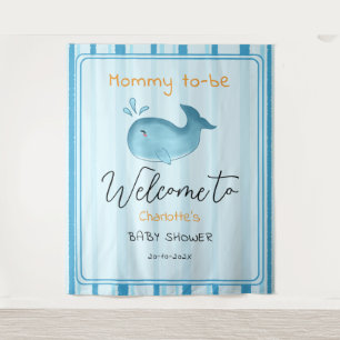 Mama-wird- Süße-Wal-Baby-Party Hintergrund Wandteppich