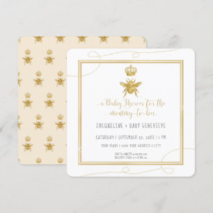 Mama wird zur Biene Gold Glitter Gelb Baby Einladu Einladung