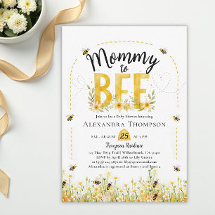 Mama wird zur Biene Wildblumen Floralbogen Babypar Einladung