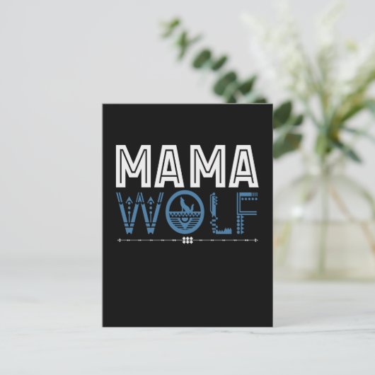 Mama Wolf Native American Art Mutter Postkarte (Stehend Vorderseite)