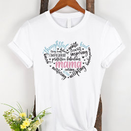 Mama Word Cloud Blue und Pink Heart Mother T-Shirt