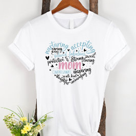 Mama Word Cloud Blue und Pink Heart T-Shirt