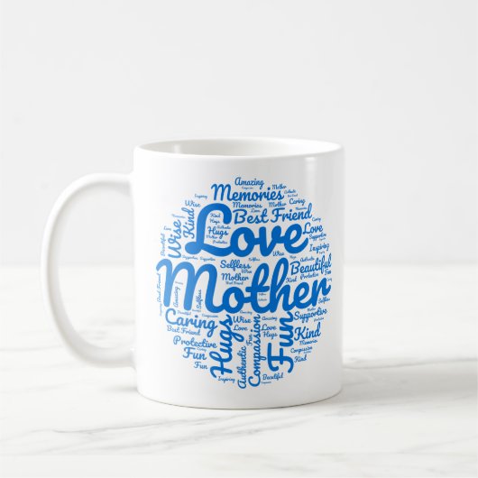Mama Word Cloud Kaffee Tasse vorhanden (Links)
