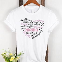 Mama Word Cloud Pink und Black Heart Mutter T-Shirt