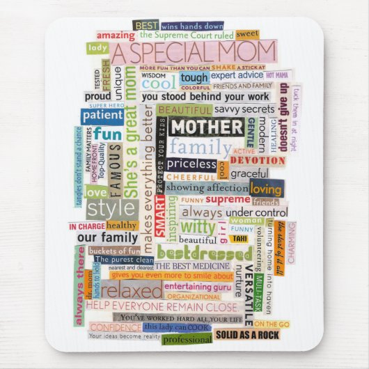 Mama-Wort-Collage Mousepad (Vorne)