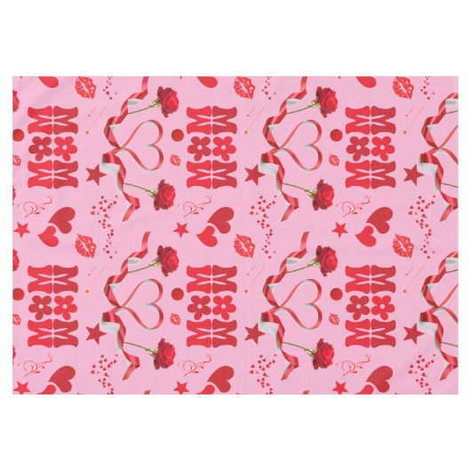 MAMA/WOW: Eine Liebe in Rot auf Rosa | Tischdecke (Vorderseite (Horizontal))