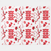 MAMA/WOW: Eine Liebe in Rot auf Weiß | Fleecedecke (Vorderseite (Horizontal))