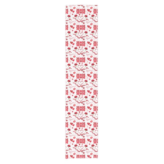 MAMA/WOW: Eine Liebe in Rot auf Weiß | Kurzer Tischläufer (Vorderseite)