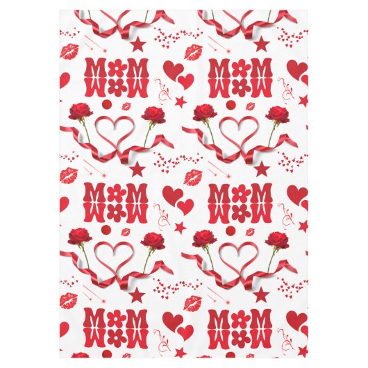 MAMA/WOW: Eine Liebe in Rot auf Weiß | Tischdecke (Vorderseite)