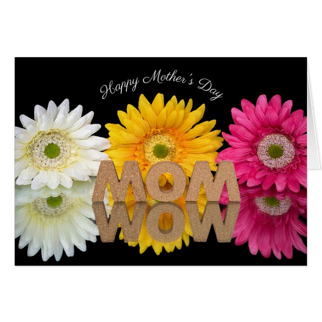 MAMA-WOW mit Blume-Reflektion auf Schwarzspiegel (Vorderseite (Horizontal))