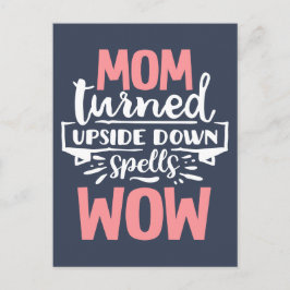 Mama Wow Mutter Tag niedlich rosa graue Typografie Postkarte