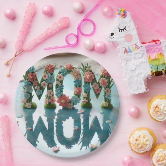 Mama Wow Verziert Floral Pappteller (Party)