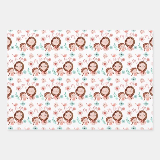 Mama Wrapping Paper Flat Sheet Set 3 Geschenkpapier Set (Vorderseite)