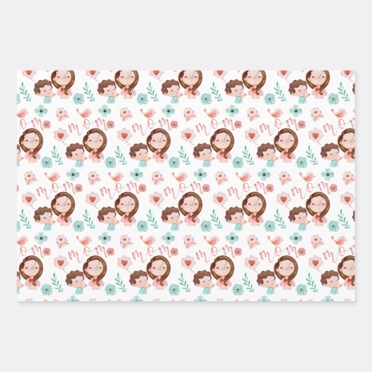 Mama Wrapping Paper Flat Sheet Set 3 Geschenkpapier Set (Vorderseite)