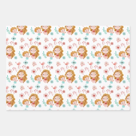 Mama Wrapping Paper Flat Sheet Set 3 Geschenkpapier Set (Vorderseite 2)