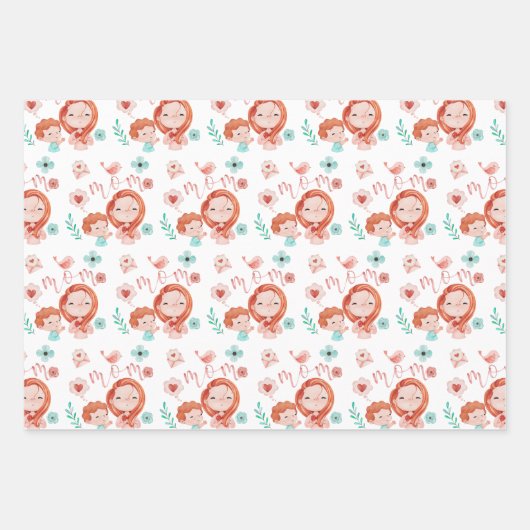 Mama Wrapping Paper Flat Sheet Set 3 Geschenkpapier Set (Vorderseite 2)