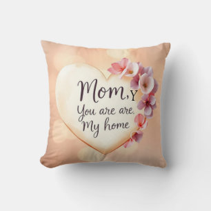 "Mama, y you are my Zuhause" Aquarell Blumenherz Kissen