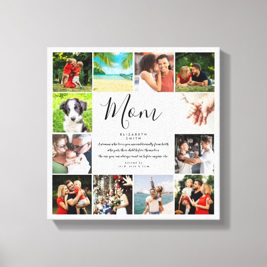 Mama Zitat Elegantes Script 12 FotoCollage Leinwanddruck (Vorderseite)