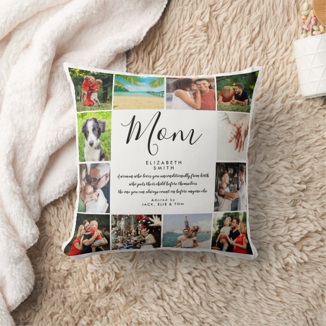 Mama Zitat Modernes Drehbuch 12 FotoCollage Kissen (Decke)