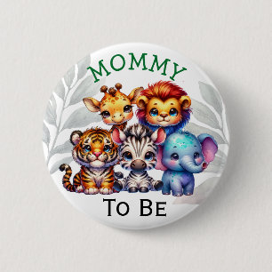Mama Zoo Animals Baby Dusche Button