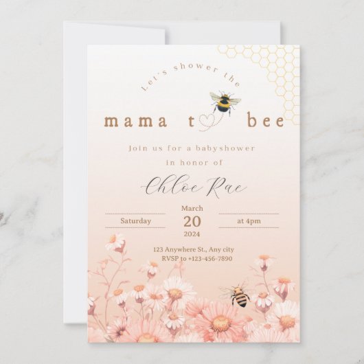 Mama zu Babydusche Einladung Cotattacore (Vorderseite)