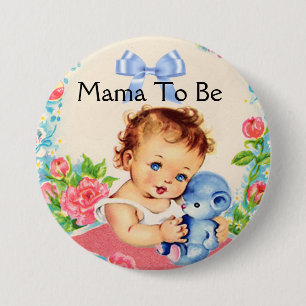Mama zu Babydusche mit Vintager Grafik Button
