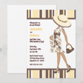 Mama-zu-be (dunkle Haut) Gelb gestreifte Babydusch Einladung (Vorne/Hinten)