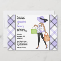 Mama-zu-be (dunkle Haut) Lila Karierte Babydusche