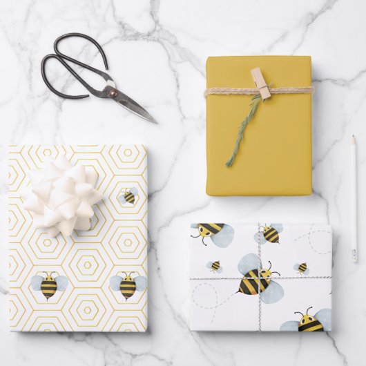 Mama zu BEE Baby Shower Wrapping Paper Geschenkpapier Set (Vorderseite)