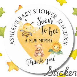 Mama-zu-Bee Honey Bear Baby Dusche Runder Aufkleber