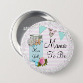 Mama zu Blue Mason Jar Rustic Button (Vorne & Hinten)
