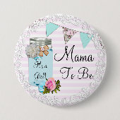 Mama zu Blue Mason Jar Rustic Button (Vorderseite)
