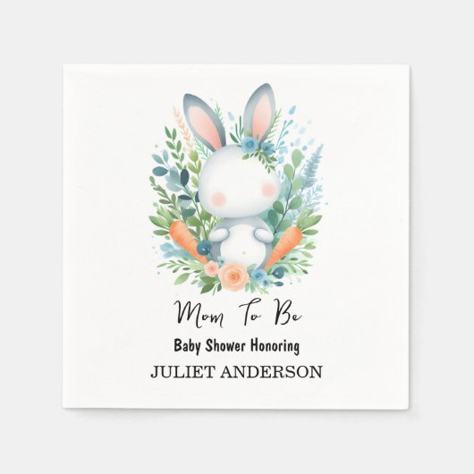 Mama zu Ear Hop Blue Pink Bunny Baby Dusche Serviette (Vorderseite)