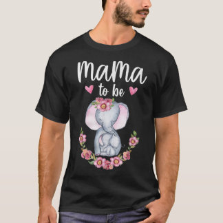 Mama zu Elephant Baby Shower Floral TShir T-Shirt