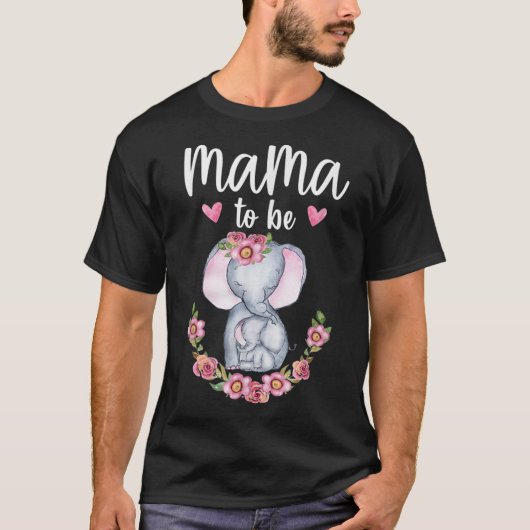 Mama zu Elephant Baby Shower Floral TShir T-Shirt (Vorderseite)