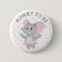 Mama zu Elephant Pink Polka Dot Baby Dusche Button